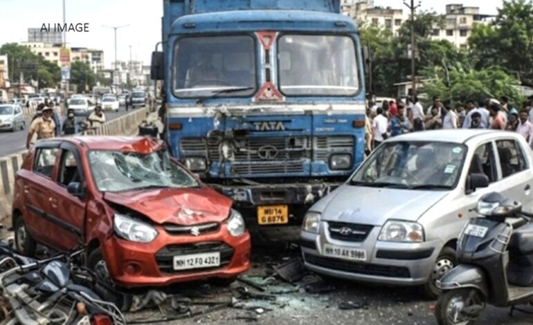 ट्रकची चार वाहनांना धडक; एकाचा मृत्यू, दोघेजण जखमी!
